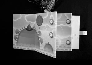Projet des éditions Volumique: prototype du livre qui tourne ses pages tout seul